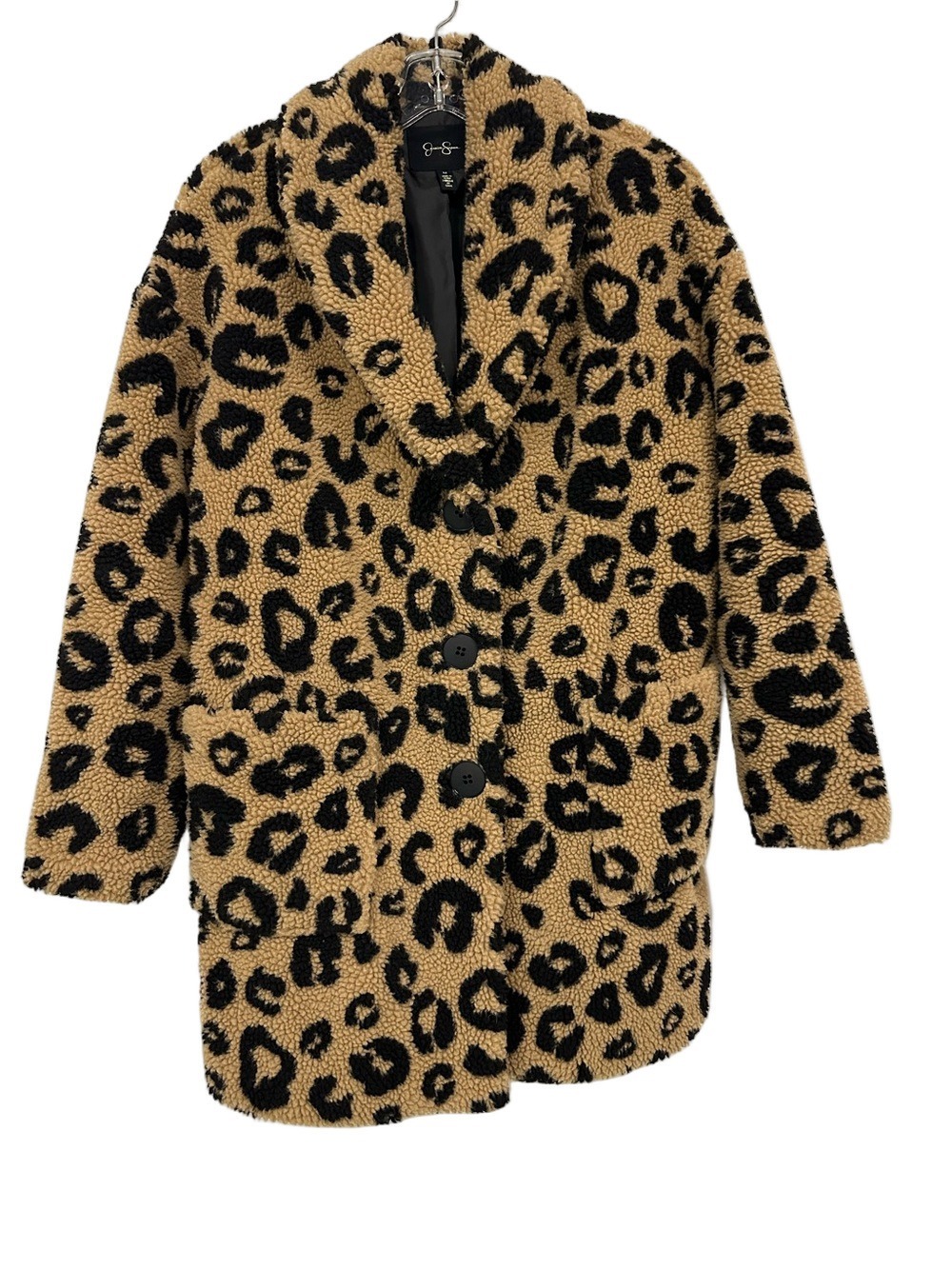 Jessica Simpson Carmen Leopard Teddy Sherpa Coat Medium